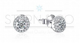 עגילי כסף צמודים משובצים אבני זרקון עגילי כסף צמודים משובצים אבני זרקון